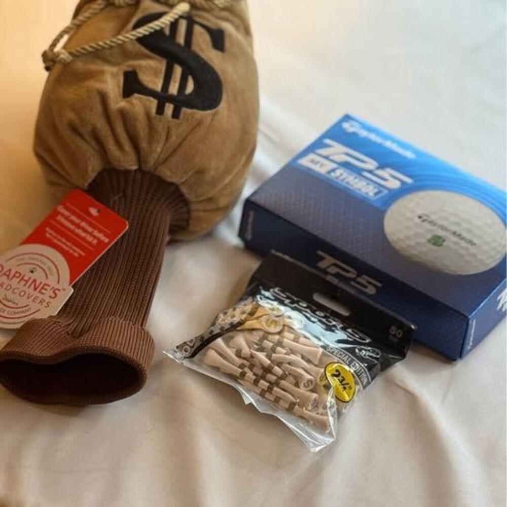NWT-Golf Sport Accessories, Money Theme, Taylor Made Balls, Tee’s & Club Cover - Picture 10 of 10